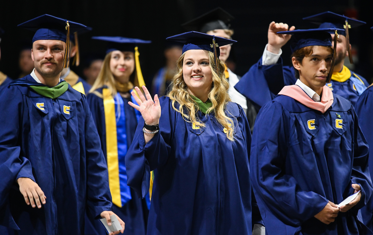 Students participate in the Graduate school commencement ceremony, Friday, May 3, 2024 in McKenzie Arena at the University of Tennessee at Chattanooga.
