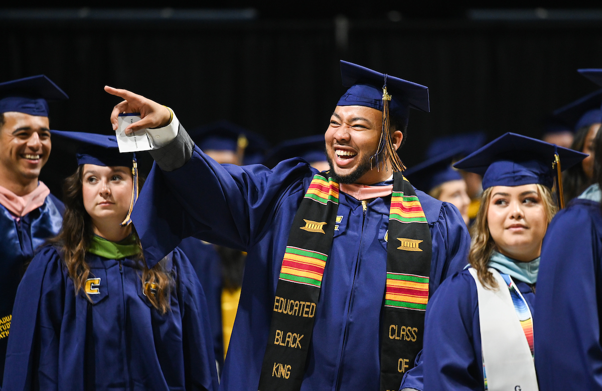 Students participate in the Graduate school commencement ceremony, Friday, May 3, 2024 in McKenzie Arena at the University of Tennessee at Chattanooga.