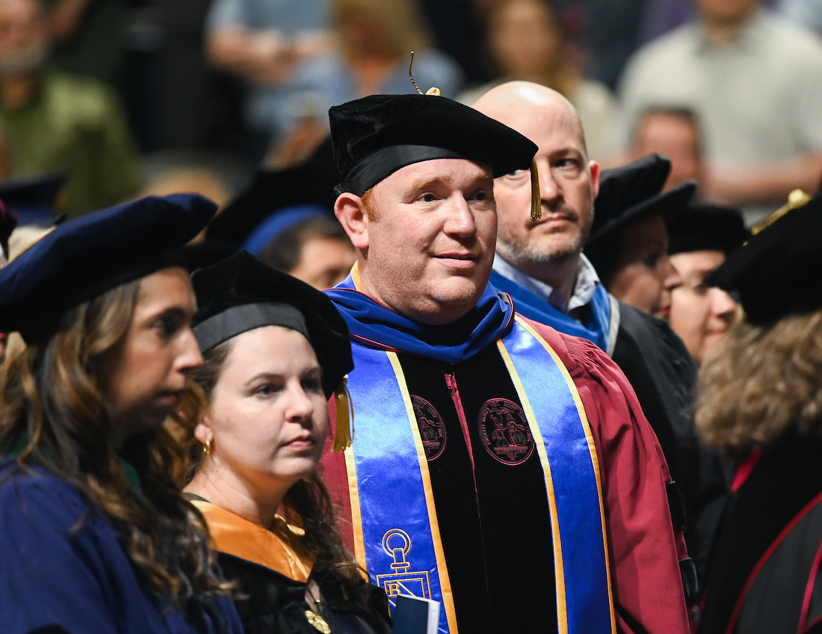Students participate in the Graduate school commencement ceremony, Friday, May 3, 2024 in McKenzie Arena at the University of Tennessee at Chattanooga.
