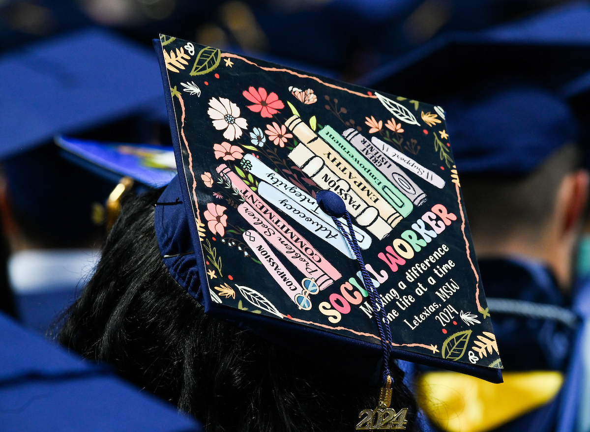 Students participate in the Graduate school commencement ceremony, Friday, May 3, 2024 in McKenzie Arena at the University of Tennessee at Chattanooga.