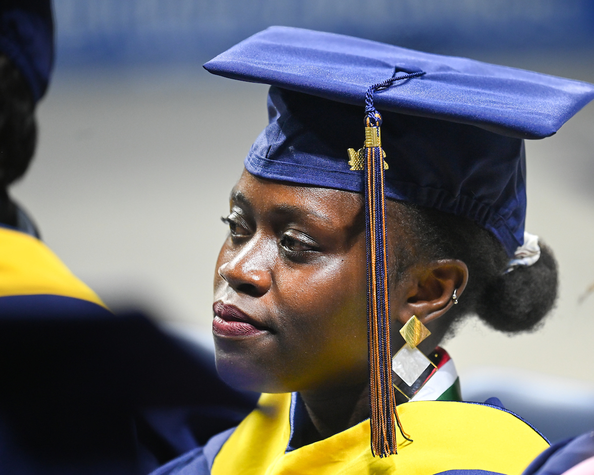 Students participate in the Graduate school commencement ceremony, Friday, May 3, 2024 in McKenzie Arena at the University of Tennessee at Chattanooga.