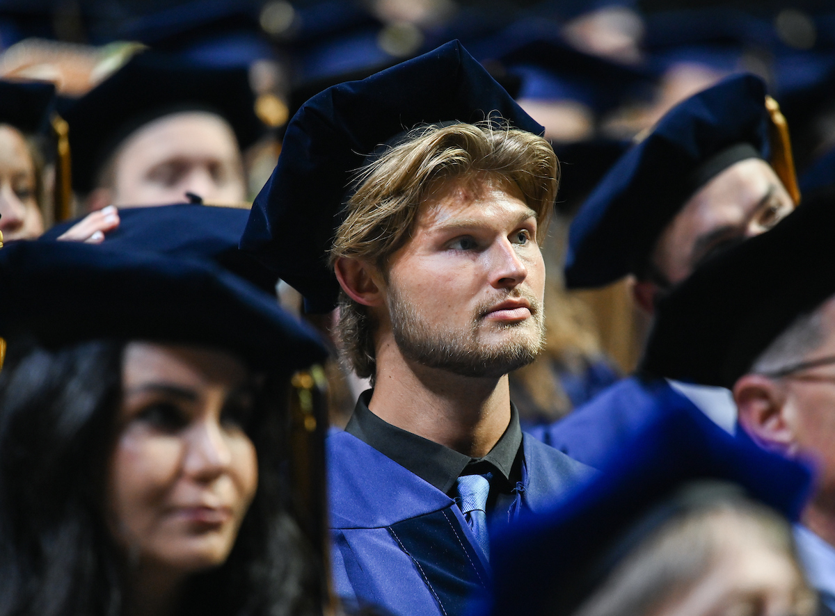 Students participate in the Graduate school commencement ceremony, Friday, May 3, 2024 in McKenzie Arena at the University of Tennessee at Chattanooga.