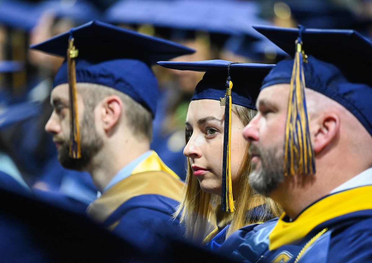 Students participate in the Graduate school commencement ceremony, Friday, May 3, 2024 in McKenzie Arena at the University of Tennessee at Chattanooga.