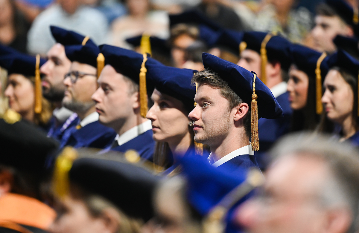 Students participate in the Graduate school commencement ceremony, Friday, May 3, 2024 in McKenzie Arena at the University of Tennessee at Chattanooga.