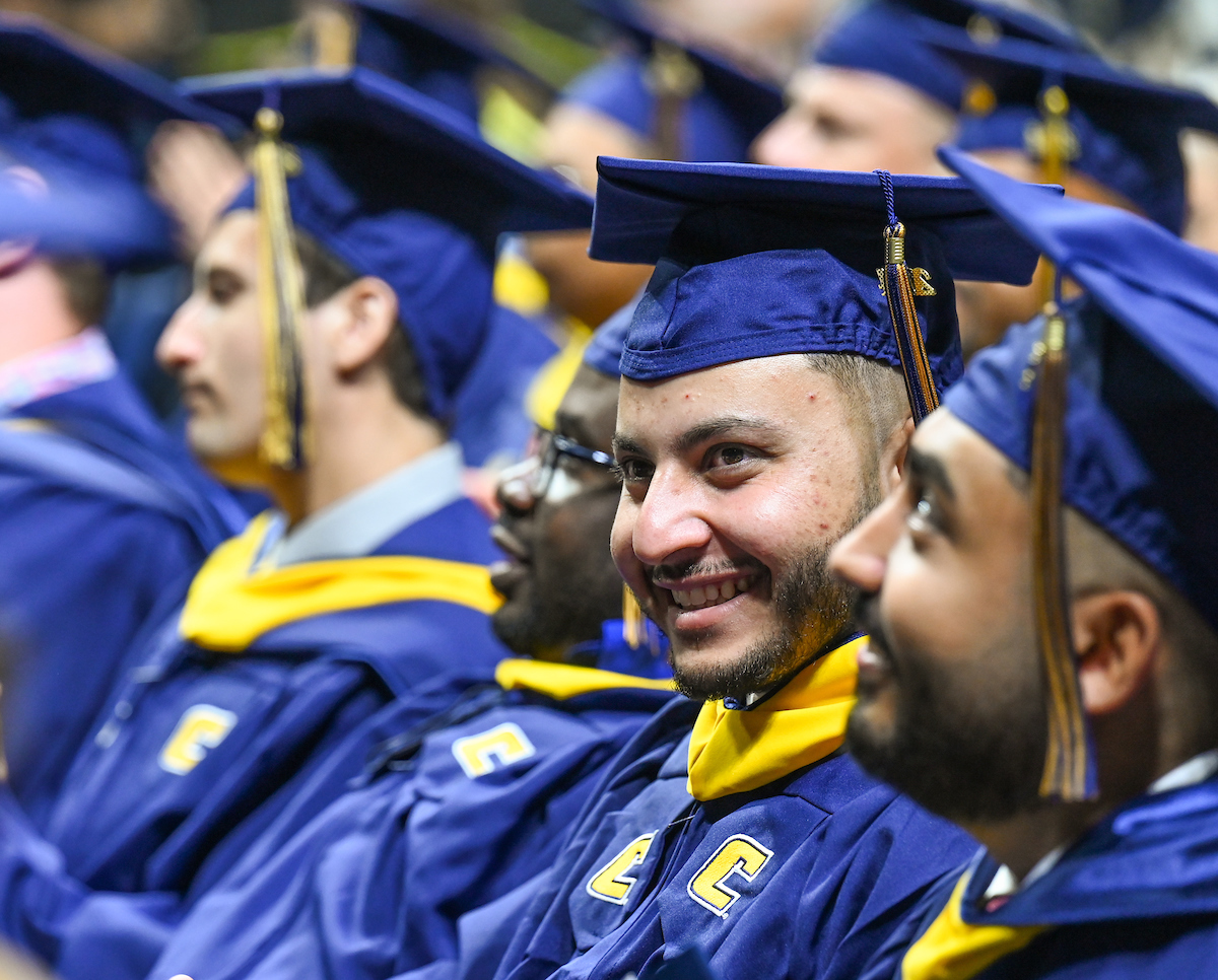 Students participate in the Graduate school commencement ceremony, Friday, May 3, 2024 in McKenzie Arena at the University of Tennessee at Chattanooga.