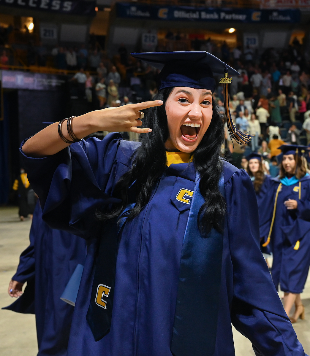 Students participate in the Graduate school commencement ceremony, Friday, May 3, 2024 in McKenzie Arena at the University of Tennessee at Chattanooga.