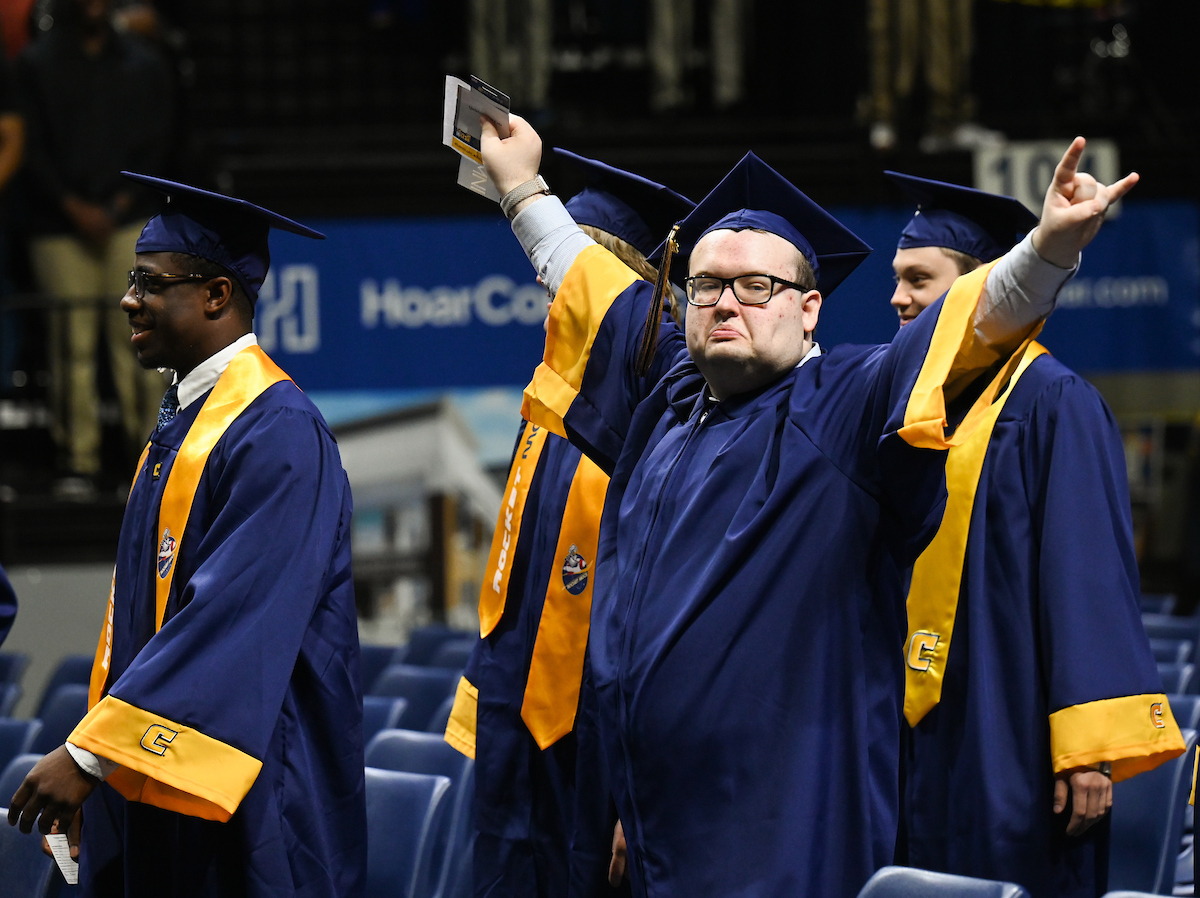 Students participate in the first of two undergraduate school commencement ceremonies, Saturday, May 4, 2024 in McKenzie Arena at the University of Tennessee at Chattanooga.
