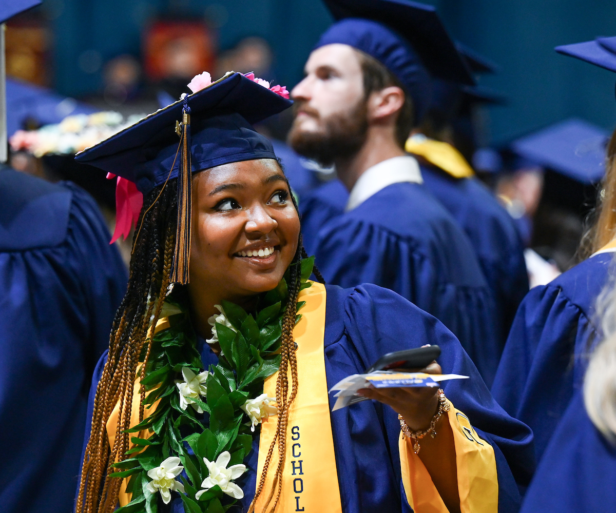 Students participate in the first of two undergraduate school commencement ceremonies, Saturday, May 4, 2024 in McKenzie Arena at the University of Tennessee at Chattanooga.
