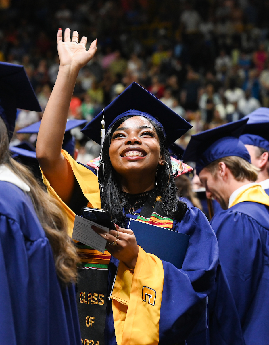 Students participate in the first of two undergraduate school commencement ceremonies, Saturday, May 4, 2024 in McKenzie Arena at the University of Tennessee at Chattanooga.