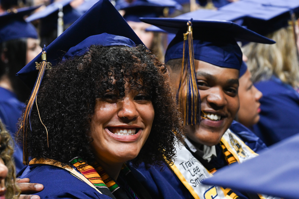 Students participate in the first of two undergraduate school commencement ceremonies, Saturday, May 4, 2024 in McKenzie Arena at the University of Tennessee at Chattanooga.