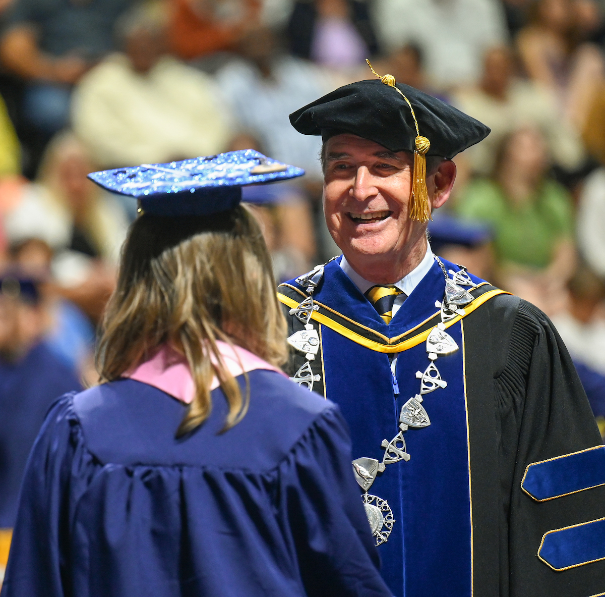 Students participate in the first of two undergraduate school commencement ceremonies, Saturday, May 4, 2024 in McKenzie Arena at the University of Tennessee at Chattanooga.