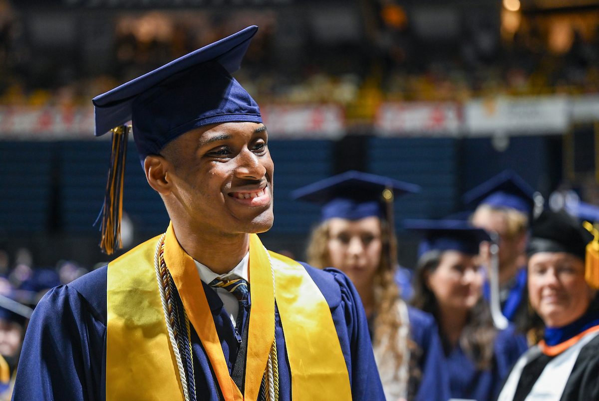 Students participate in the first of two undergraduate school commencement ceremonies, Saturday, May 4, 2024 in McKenzie Arena at the University of Tennessee at Chattanooga.
