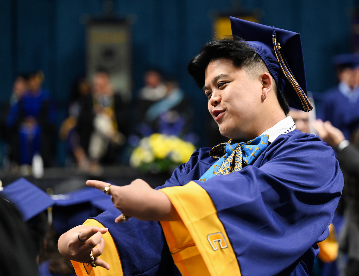 Students participate in the first of two undergraduate school commencement ceremonies, Saturday, May 4, 2024 in McKenzie Arena at the University of Tennessee at Chattanooga.