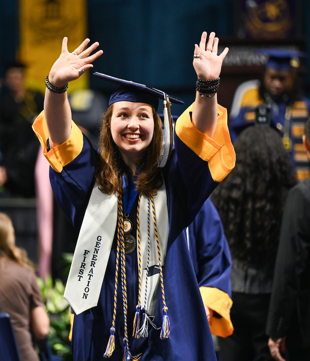 Students participate in the first of two undergraduate school commencement ceremonies, Saturday, May 4, 2024 in McKenzie Arena at the University of Tennessee at Chattanooga.