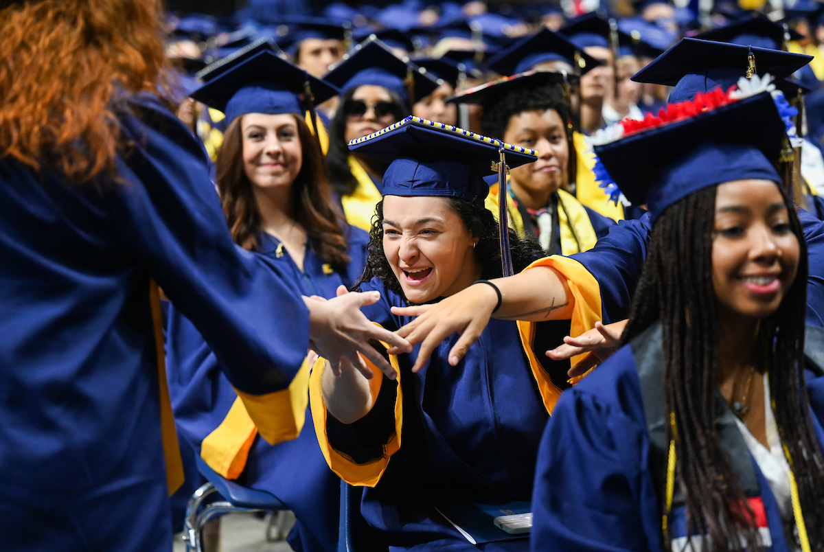 Students participate in the first of two undergraduate school commencement ceremonies, Saturday, May 4, 2024 in McKenzie Arena at the University of Tennessee at Chattanooga.