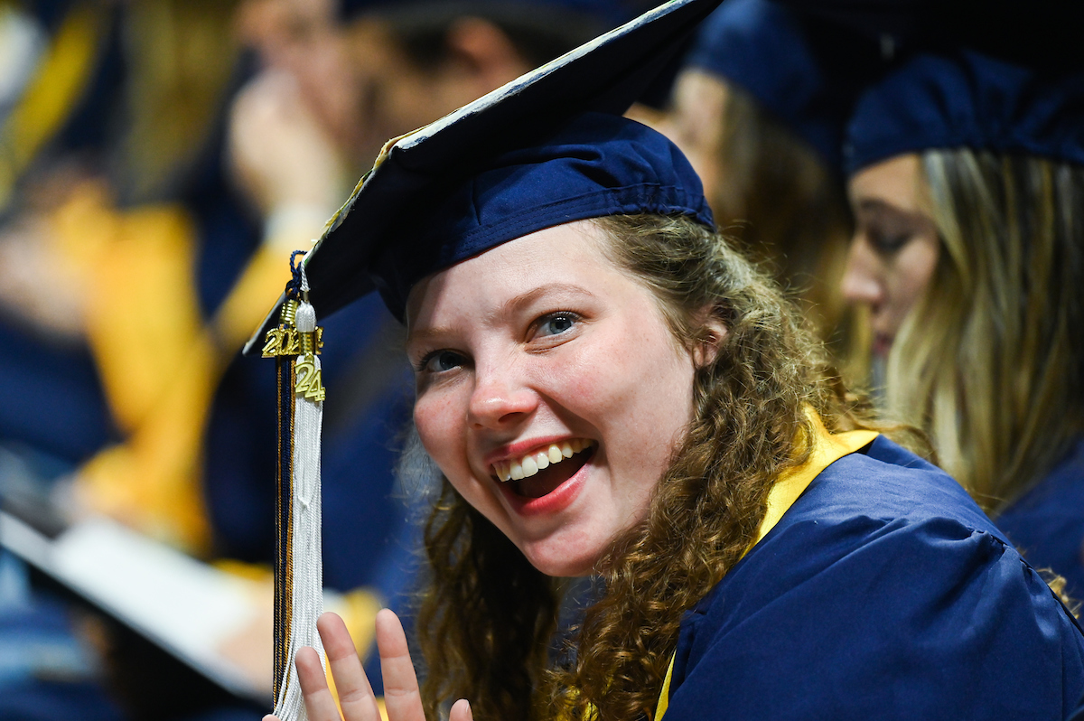 Students participate in the first of two undergraduate school commencement ceremonies, Saturday, May 4, 2024 in McKenzie Arena at the University of Tennessee at Chattanooga.