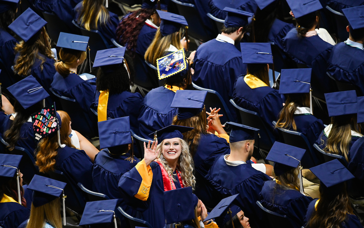 Students participate in the first of two undergraduate school commencement ceremonies, Saturday, May 4, 2024 in McKenzie Arena at the University of Tennessee at Chattanooga.