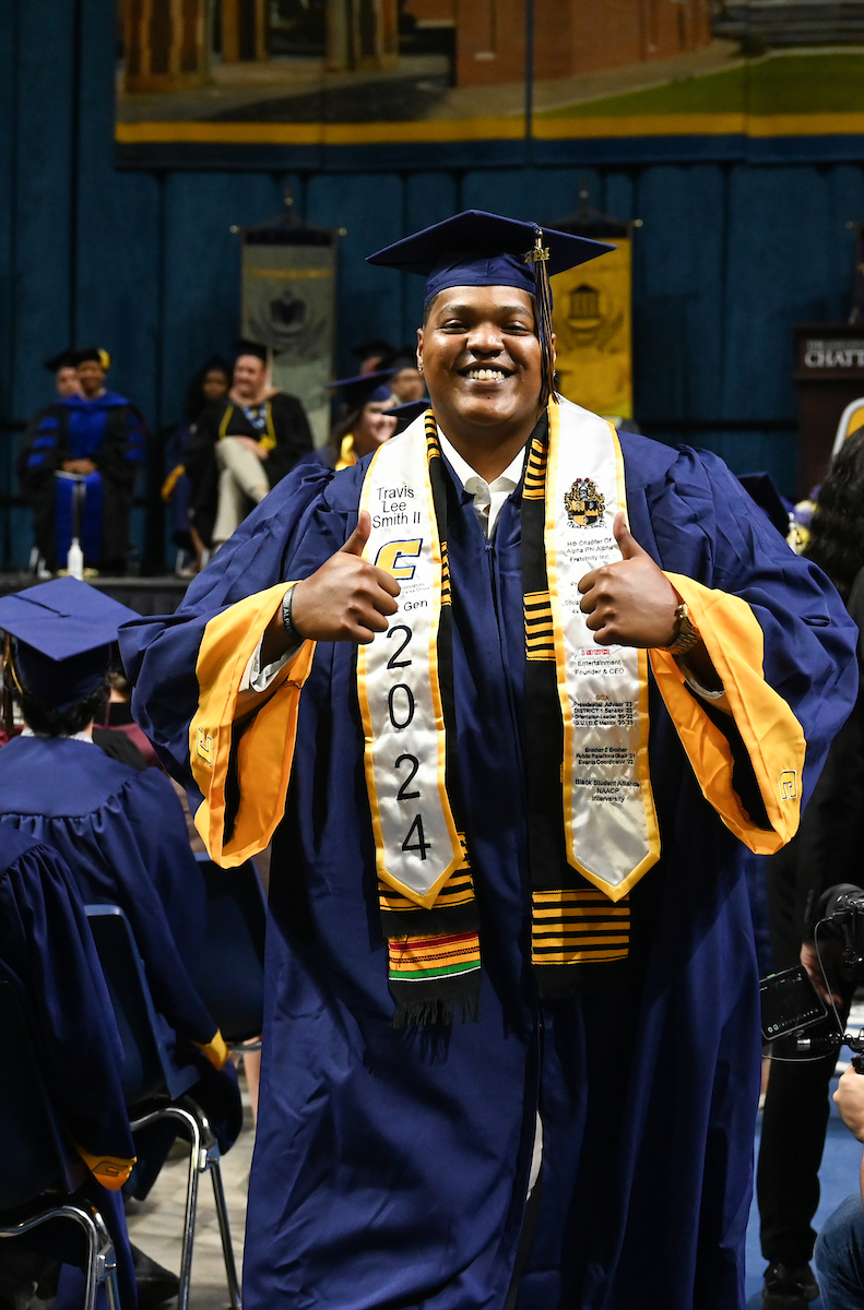 Students participate in the first of two undergraduate school commencement ceremonies, Saturday, May 4, 2024 in McKenzie Arena at the University of Tennessee at Chattanooga.