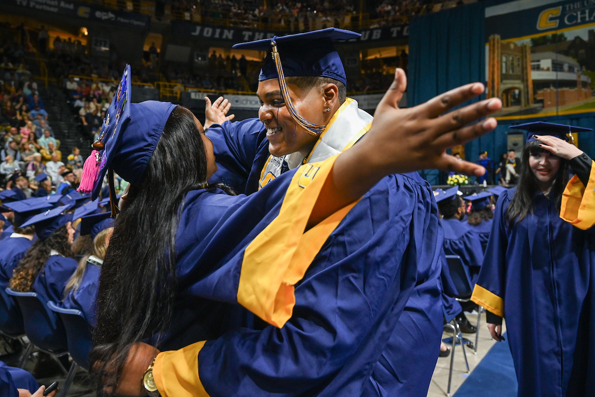 Students participate in the first of two undergraduate school commencement ceremonies, Saturday, May 4, 2024 in McKenzie Arena at the University of Tennessee at Chattanooga.