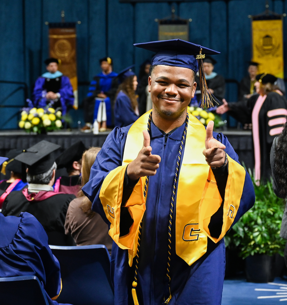 Students participate in the first of two undergraduate school commencement ceremonies, Saturday, May 4, 2024 in McKenzie Arena at the University of Tennessee at Chattanooga.
