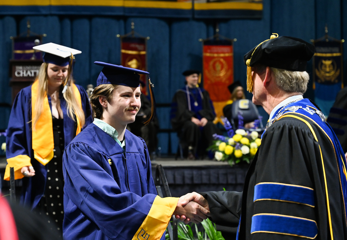 Students participate in the second of two undergraduate school commencement ceremonies, Saturday, May 4, 2024 in McKenzie Arena at the University of Tennessee at Chattanooga.