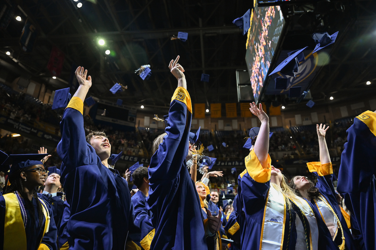 Students participate in the second of two undergraduate school commencement ceremonies, Saturday, May 4, 2024 in McKenzie Arena at the University of Tennessee at Chattanooga.