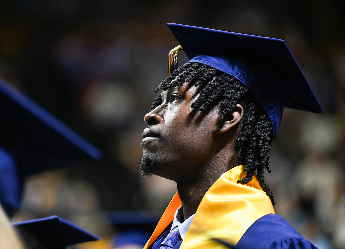 Students participate in the second of two undergraduate school commencement ceremonies, Saturday, May 4, 2024 in McKenzie Arena at the University of Tennessee at Chattanooga.