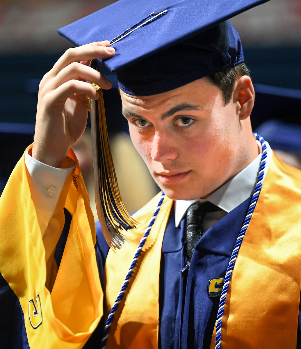 Students participate in the second of two undergraduate school commencement ceremonies, Saturday, May 4, 2024 in McKenzie Arena at the University of Tennessee at Chattanooga.