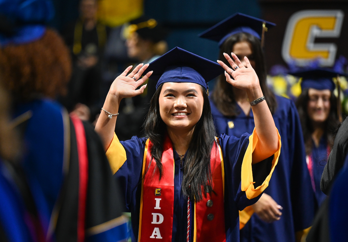 Students participate in the second of two undergraduate school commencement ceremonies, Saturday, May 4, 2024 in McKenzie Arena at the University of Tennessee at Chattanooga.