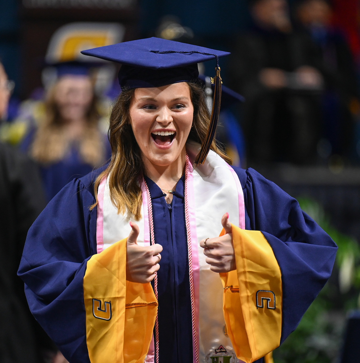 Students participate in the second of two undergraduate school commencement ceremonies, Saturday, May 4, 2024 in McKenzie Arena at the University of Tennessee at Chattanooga.