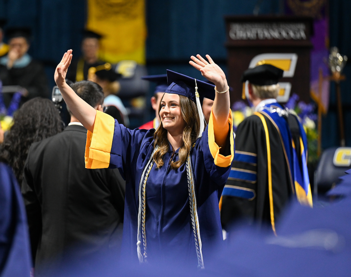 Students participate in the second of two undergraduate school commencement ceremonies, Saturday, May 4, 2024 in McKenzie Arena at the University of Tennessee at Chattanooga.