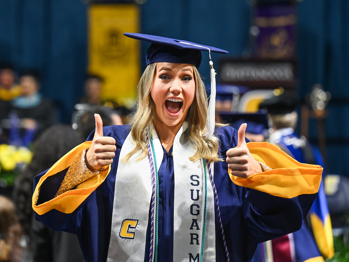 Students participate in the second of two undergraduate school commencement ceremonies, Saturday, May 4, 2024 in McKenzie Arena at the University of Tennessee at Chattanooga.