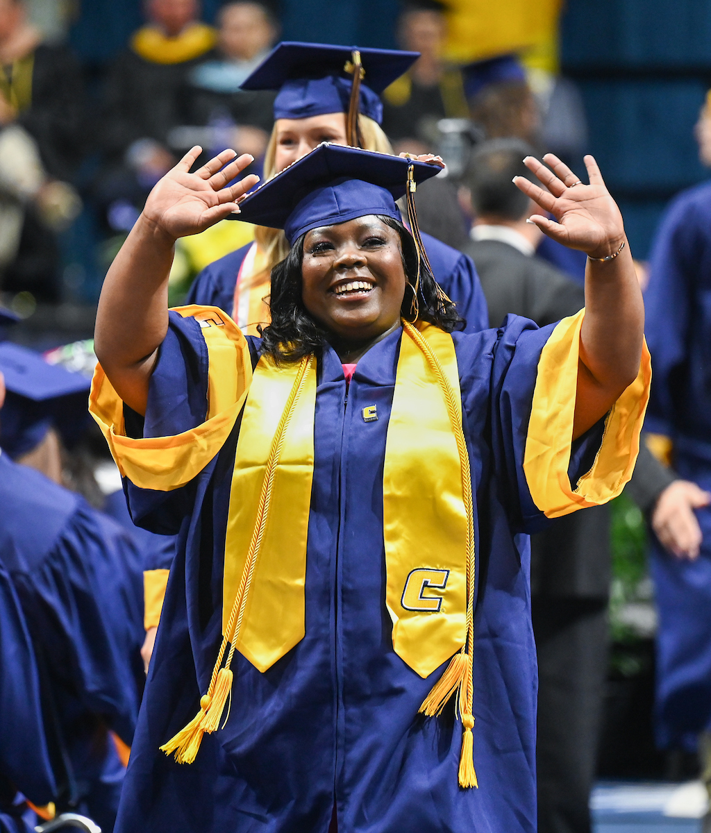 Students participate in the second of two undergraduate school commencement ceremonies, Saturday, May 4, 2024 in McKenzie Arena at the University of Tennessee at Chattanooga.