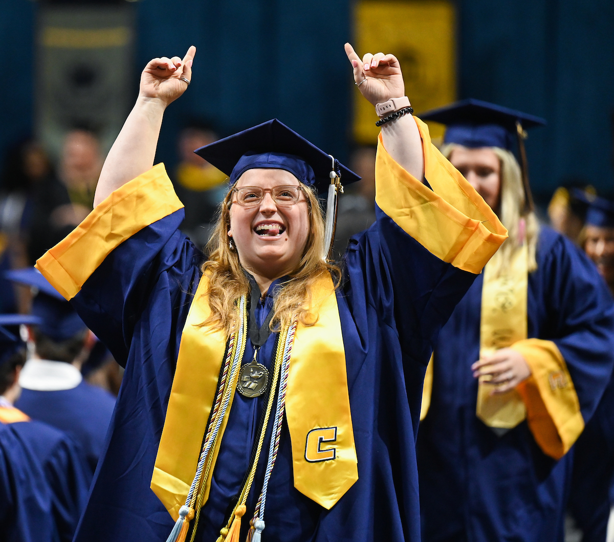 Students participate in the second of two undergraduate school commencement ceremonies, Saturday, May 4, 2024 in McKenzie Arena at the University of Tennessee at Chattanooga.