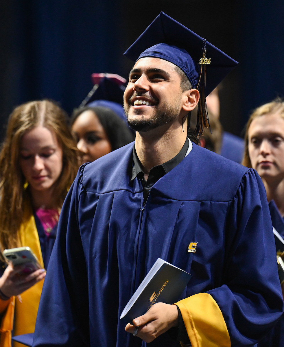 Students participate in the second of two undergraduate school commencement ceremonies, Saturday, May 4, 2024 in McKenzie Arena at the University of Tennessee at Chattanooga.