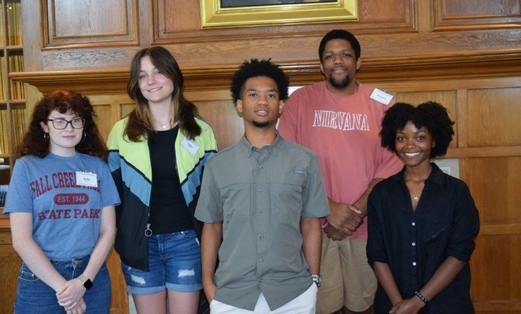 From left: Isabella Craig, Political Science and Public Service; Taylor Nelson, PSPS; Tre Reid, Austin Peay State University; Mychael Allen-Fennessee, History/Africana Studies; Nadine Habonimana, PSPS. Photo by Judge Curtis L. Collier.