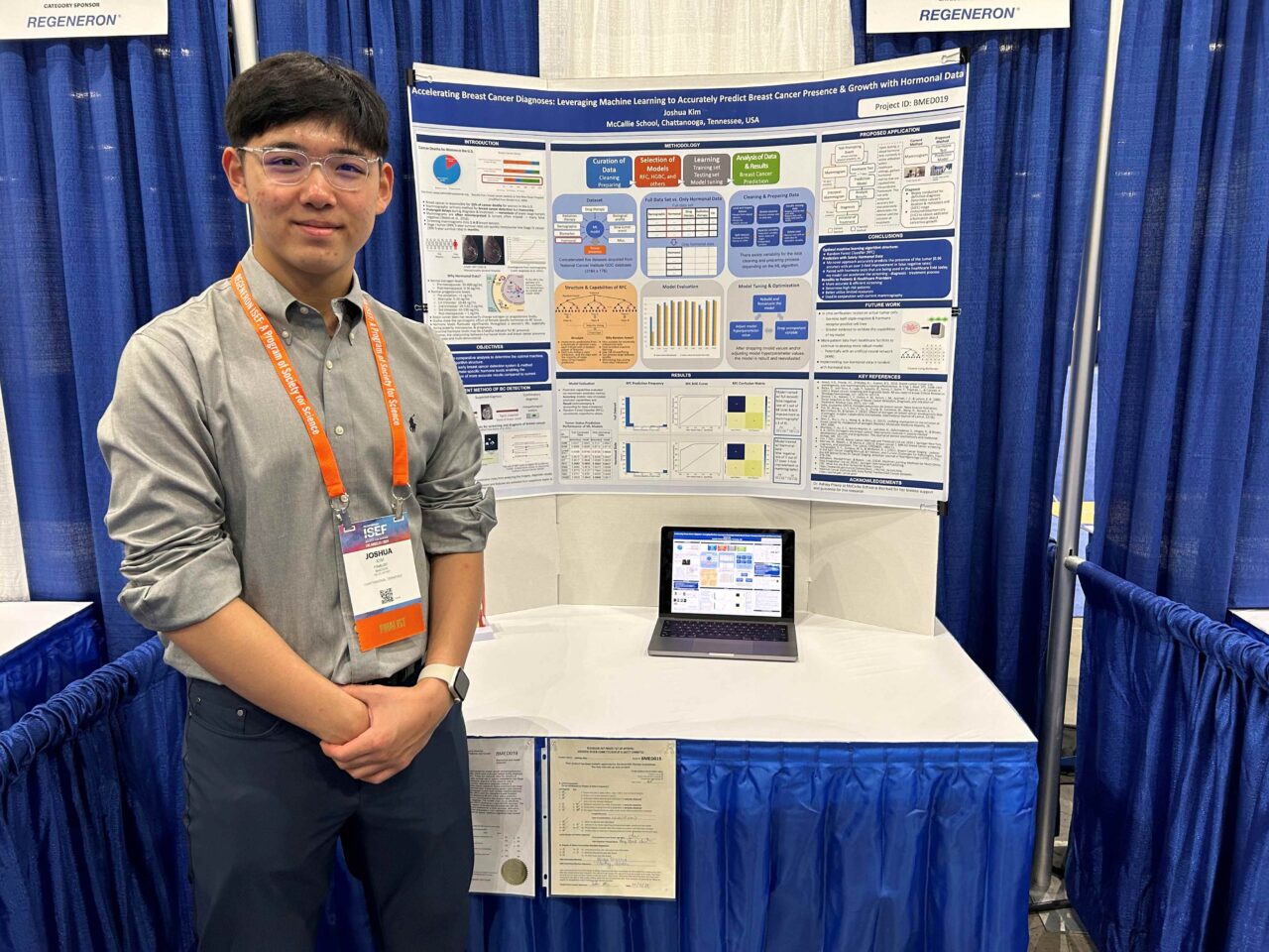 Rising McCallie School junior Joshua Kim recently presented his innovative research at the Regeneron International Science and Engineering Fair in Los Angeles. Kim earned the trip to ISEF after his winning presentation at the UTC-hosted Chattanooga Regional Science and Engineering Fair. Photo by Dr. Stephanie Philipp.