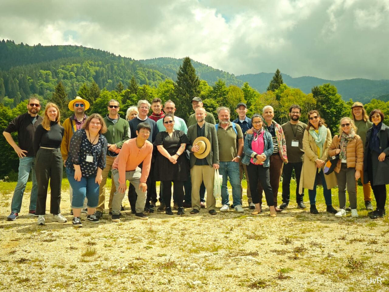 John Dos Passos Conference participants atop Monte Grappa, where Dos Passos transported wounded soldiers to nearby aid stations during World War I.