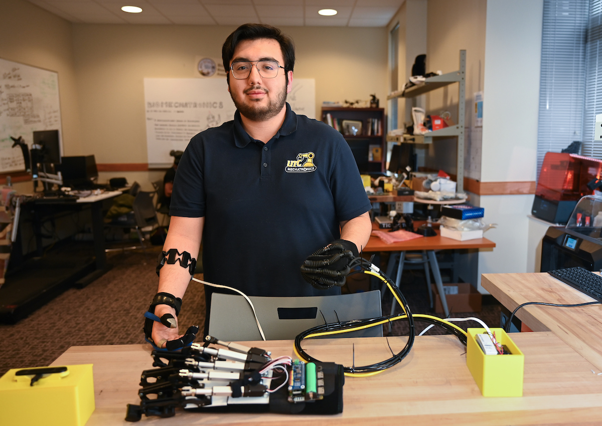 Juan Pena and Erkan Kaplanoglu talk Tuesday, April 2, 2024 about a project that they are working on.
