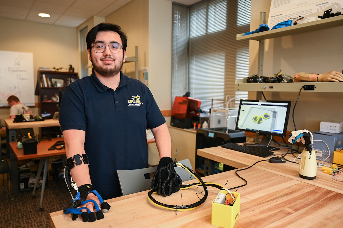 Juan Pena and Erkan Kaplanoglu talk Tuesday, April 2, 2024 about a project that they are working on.