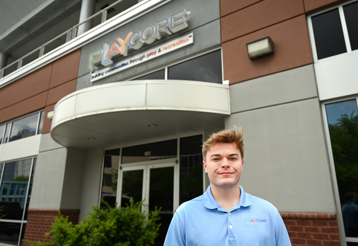 Trevor Lessenberry was an intern at PlayCore while a student in UTC’s Bachelor of Applied Science: Information Technology in Cybersecurity (BAS-IT CyS) program. Photo by Angela Foster.