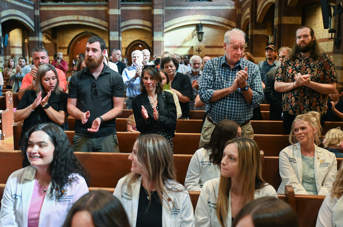 The first cohort of the Advanced BSN program attend their pinning ceremony Thursday, Aug. 8, 2024 at St. Paul’s Episcopal Church.