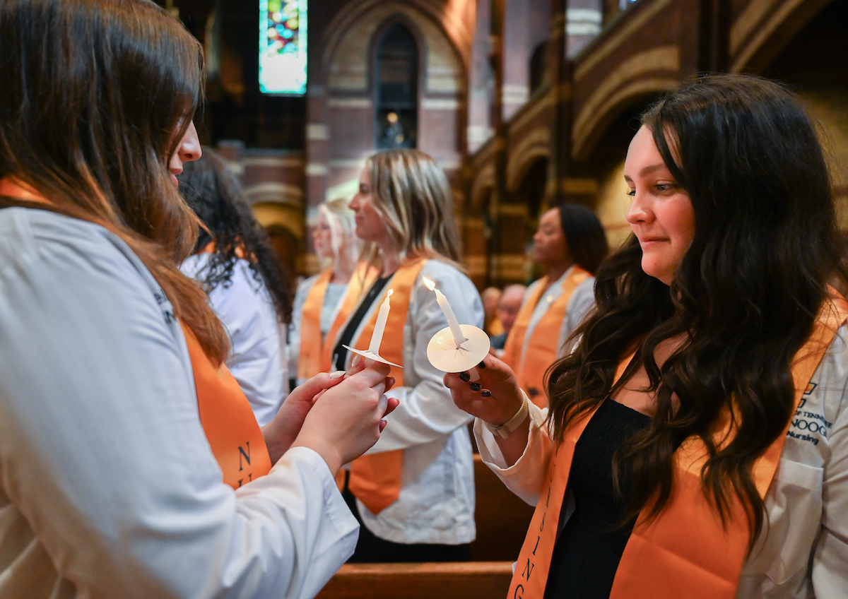 The first cohort of the Advanced BSN program attend their pinning ceremony Thursday, Aug. 8, 2024 at St. Paul’s Episcopal Church.
