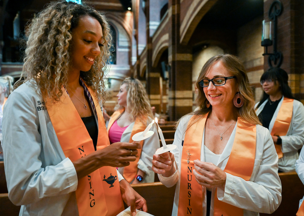 The first cohort of the Advanced BSN program attend their pinning ceremony Thursday, Aug. 8, 2024 at St. Paul’s Episcopal Church.
