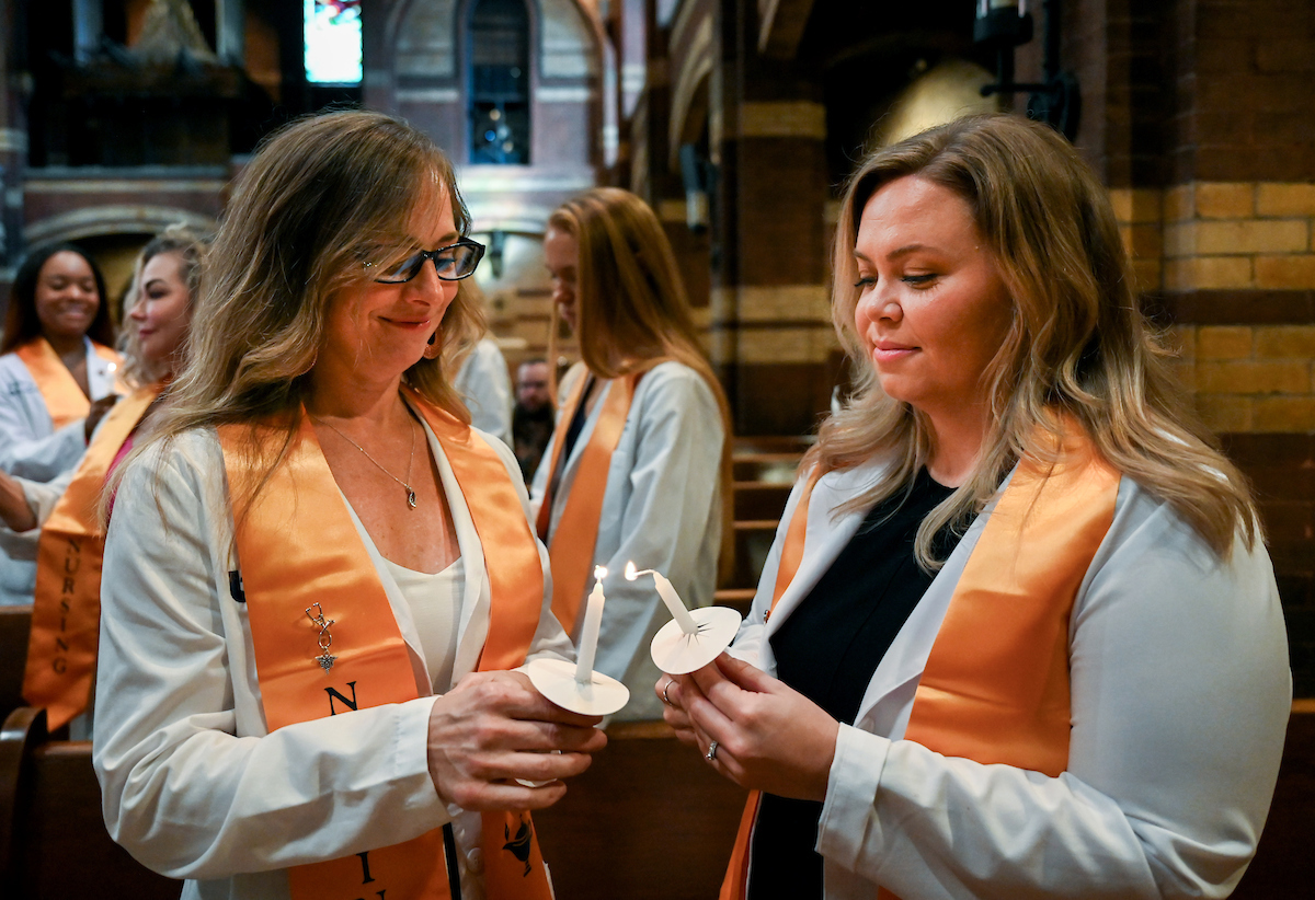 The first cohort of the Advanced BSN program attend their pinning ceremony Thursday, Aug. 8, 2024 at St. Paul’s Episcopal Church.