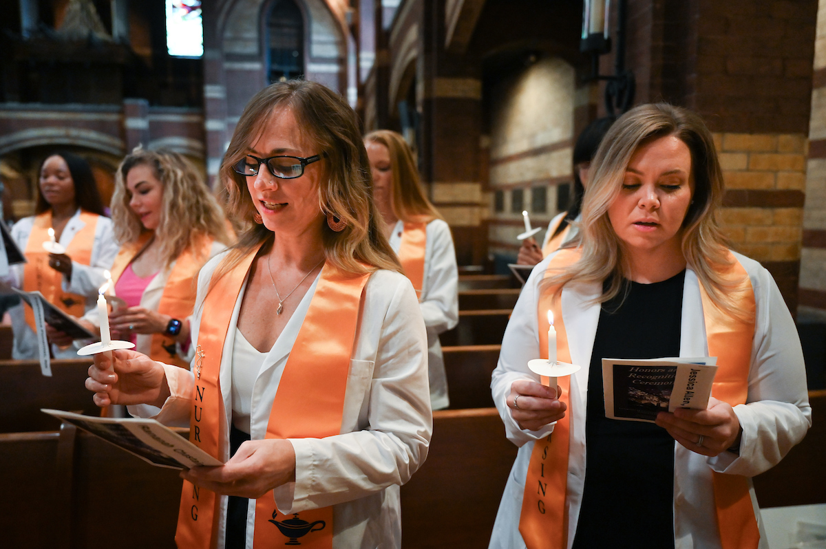 The first cohort of the Advanced BSN program attend their pinning ceremony Thursday, Aug. 8, 2024 at St. Paul’s Episcopal Church.
