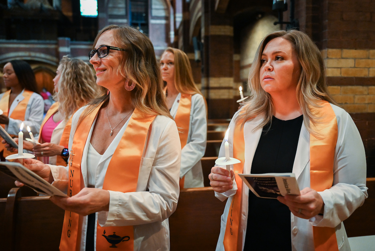 The first cohort of the Advanced BSN program attend their pinning ceremony Thursday, Aug. 8, 2024 at St. Paul’s Episcopal Church.