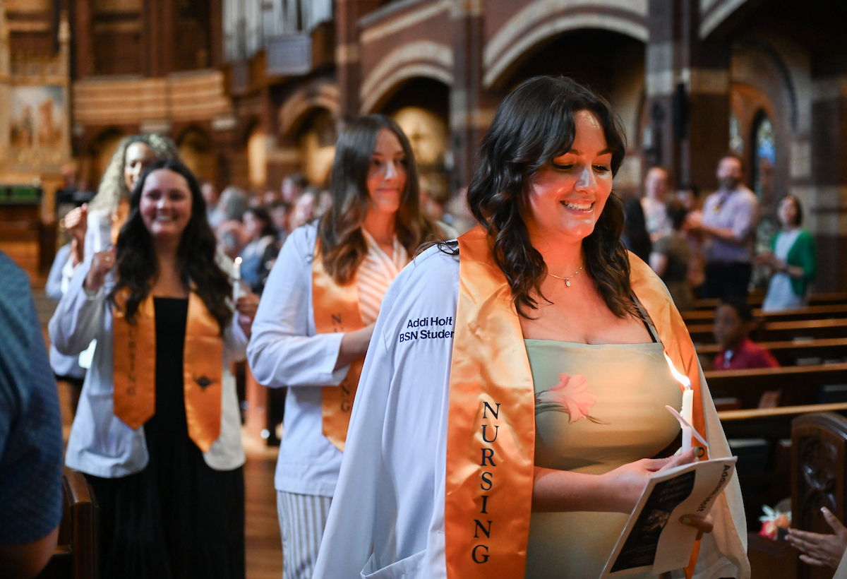 The first cohort of the Advanced BSN program attend their pinning ceremony Thursday, Aug. 8, 2024 at St. Paul’s Episcopal Church.