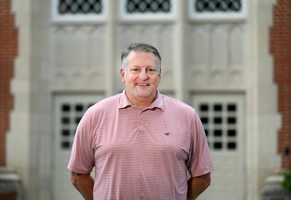 Dr. Allen Pratt stands outside of Hunter Hall. Photo by Angela Foster.