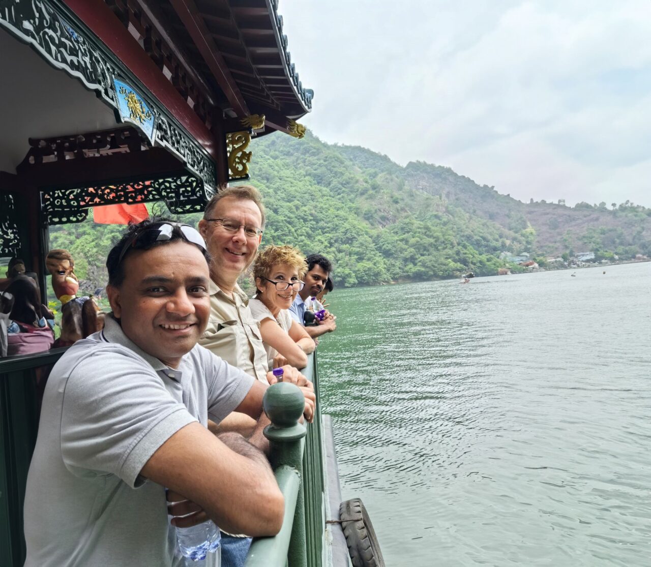 Dr. Damitha Bandara, left, Dr. David Witt and Dr. Jennifer Goodrich were part of a UTC faculty team that traveled to China this summer to teach business classes at Shanghai Normal University's Tianhua College. Photo courtesy of David Witt.